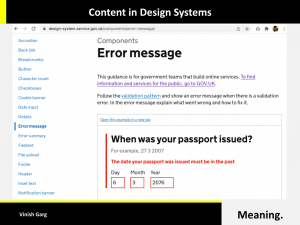 Vinish Garg shares a slide of their advanced course in content strategy, content design, and UX Writing.