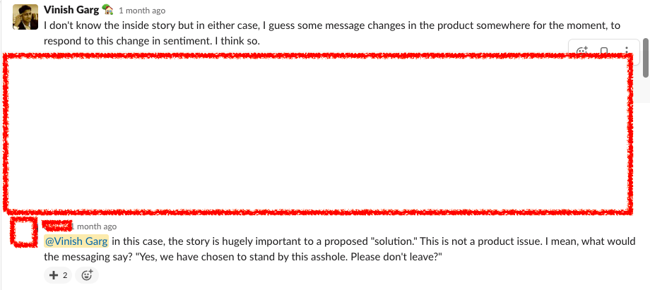 Vinish Garg shares a Slack conversation that talks about the role of product content strategy, when the organization is in a crisis.