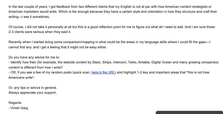 Vinish Garg writes on American English and shares an email that they wrote to Jess Sand seeking advice on writing in American English.