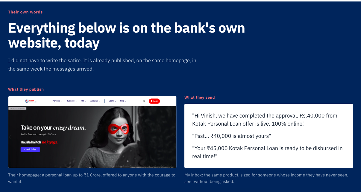 A love note to Kotak Bank India, by Vinish Garg.